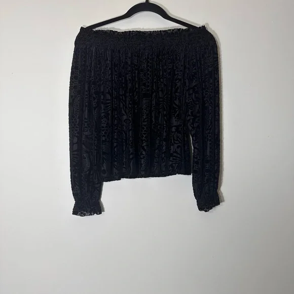 Free people A little twist velvet off the shoulder black top size XS witchy goth - Picture 9 of 13